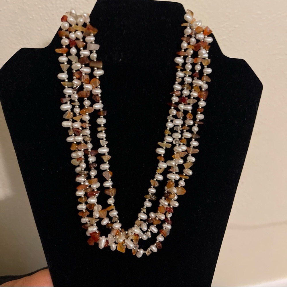 Elegant Multi-Strand Pearl and Stone Necklace